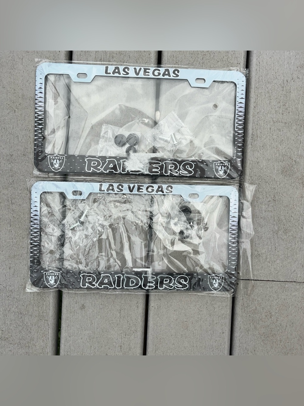 Lot Of 2 Las Vegas Raiders License Plate Frame Tag Holder NFL Fan Gear New